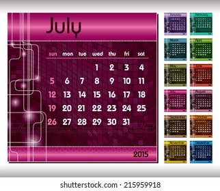 2015 Calendar. July.