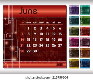 2015 Calendar. June.