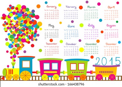 2015 calendar for kids with cartoon train