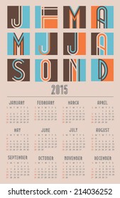 2015 calendar Minimal. Vector illustration