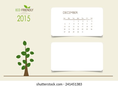 2015 calendar, monthly calendar template for December. Vector illustration.