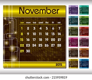 2015 Calendar. November.