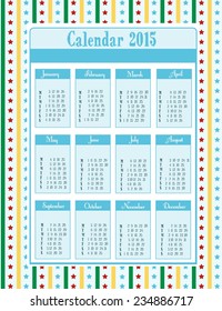 2015 calendar on a bright background. ideal for the planning and organization of personal time. vector