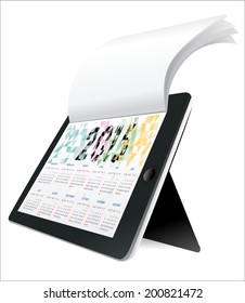 2015 calendar on the screen of tablet computer