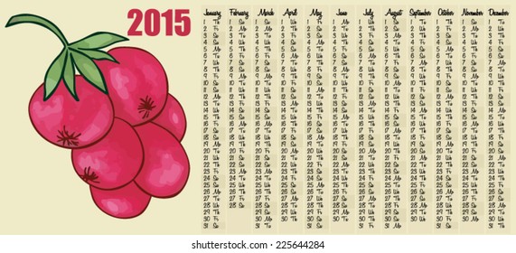 2015 calendar with red currant