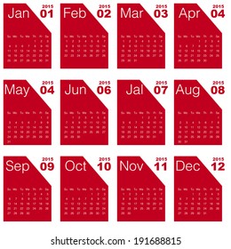 2015 calendar red minimal