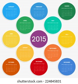 2015 calendar in seasonal colors for your design. Week starts on Monday