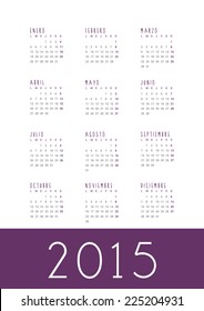 2015 Calendar. Spanish