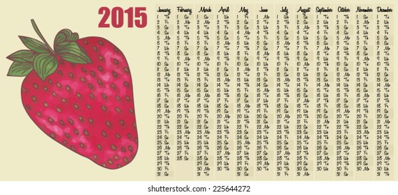 2015 calendar with Strawberry