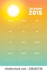 2015 calendar with sunset background