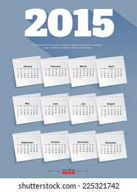 2015 calendar template brochure business design. Vector illustration.