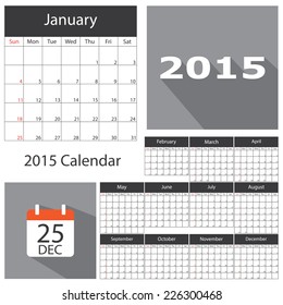 2015 calendar template brochure business design. Vector illustration.