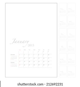 2015 Calendar template with picture space, vector graphic artwork 