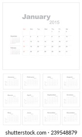 2015 Calendar template with picture space, vector graphic artwork