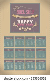 2015 Calendar Template - Promotion Poster Vector Design - Sunday start 
