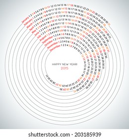 2015 calendar template, spiral illustration, calendar cover template