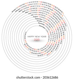 2015 calendar template, spiral illustration, calendar cover template