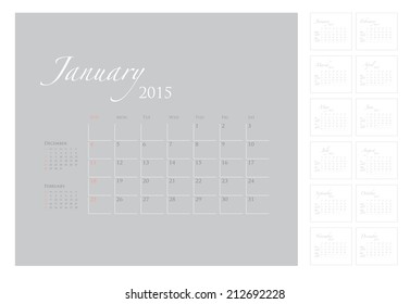 2015 Calendar template vector graphic artwork 