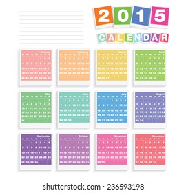 2015 calendar template, vector illustration