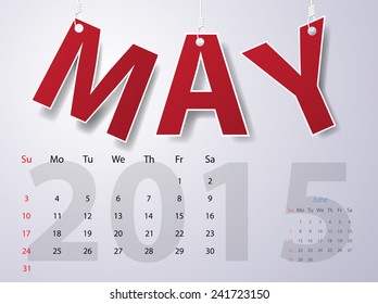2015 Calendar Calendar Vector Design.May 