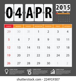 2015 Calendar Calendar Vector Design. April