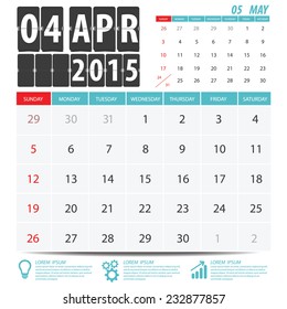 2015 Calendar Calendar Vector Design. April