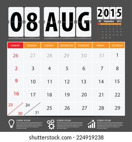 2015 Calendar Calendar Vector Design. August