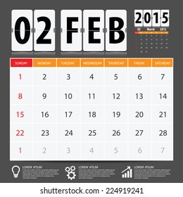 2015 Calendar Calendar Vector Design. February