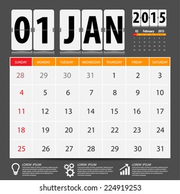 2015 Calendar Calendar Vector Design. January