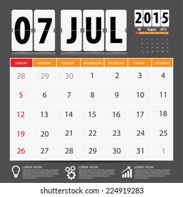 2015 Calendar Calendar Vector Design. July