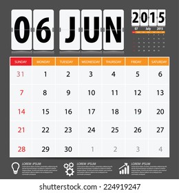 2015 Calendar Calendar Vector Design. June