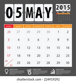 2015 Calendar Calendar Vector Design. May