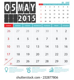 2015 Calendar Calendar Vector Design. May