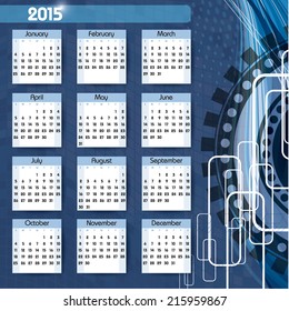 2015 Calendar. Vector Eps10 Format.