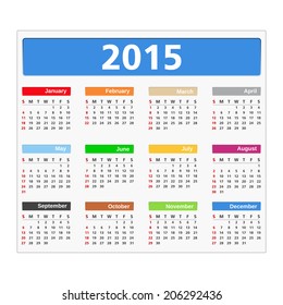 2015 Calendar, vector eps10 illustration
