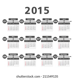 2015 Calendar, vector eps10 illustration