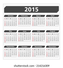 2015 Calendar, vector eps10 illustration
