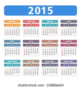 2015 Calendar, vector eps10 illustration