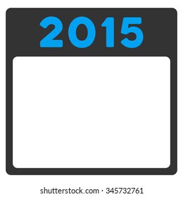 2015 Calendar vector icon. Style is bicolor flat symbol, blue and gray colors, rounded angles, white background.