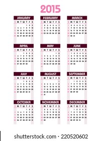 2015 Calendar. Vector Illustration.