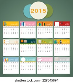2015 calendar. Vector illustration.