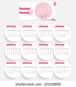 2015 calendar. Vector illustration.