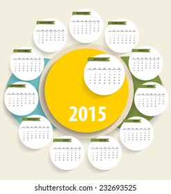 2015 calendar. Vector illustration.