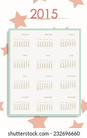 Calendario de 2015. Ilustración vectorial.