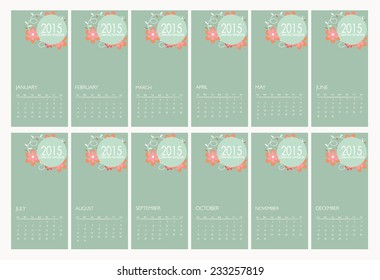 Kalender 2015. Vektorgrafik.