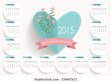 Calendario de 2015. Ilustración vectorial.