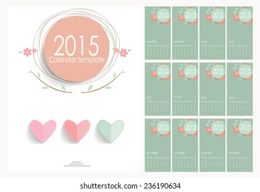 2015 calendar. Vector illustration.