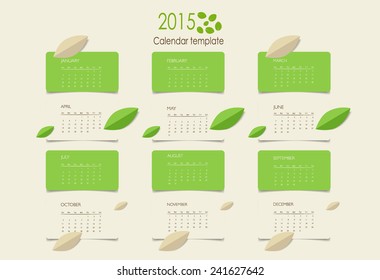 2015 calendar. Vector illustration.