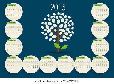 2015 calendar. Vector illustration.