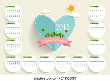 2015 calendar. Vector illustration.